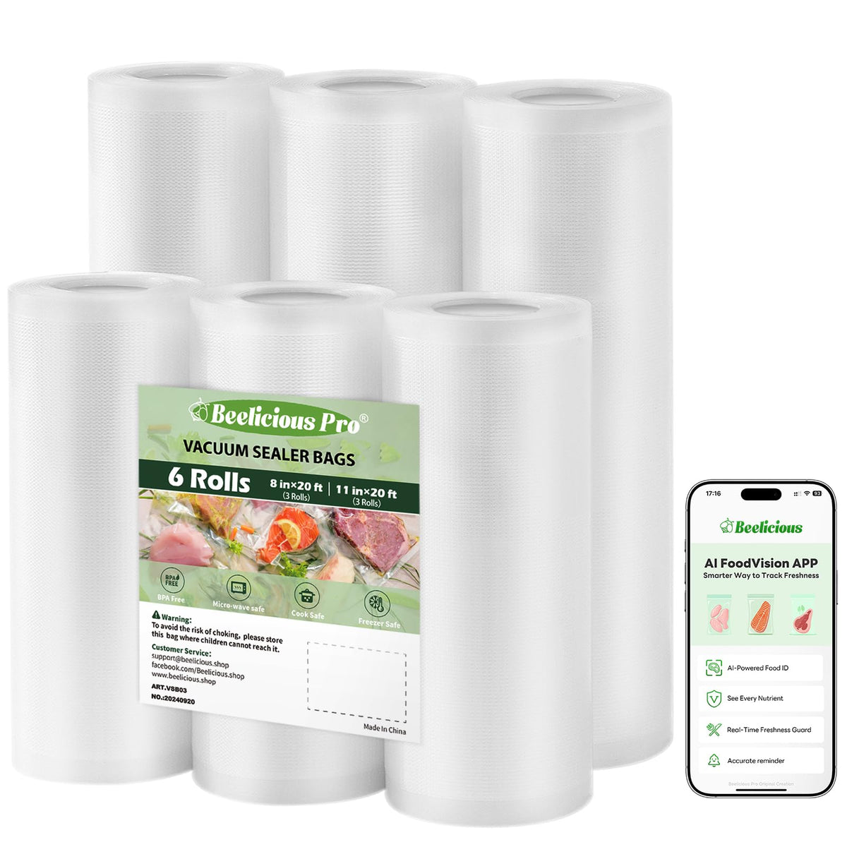 Beelicious Pro vacuum bags with embossed channels for stronger seals and fresher results.