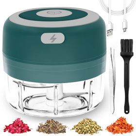 Beerfingo electric herb grinder front view shows compact design.