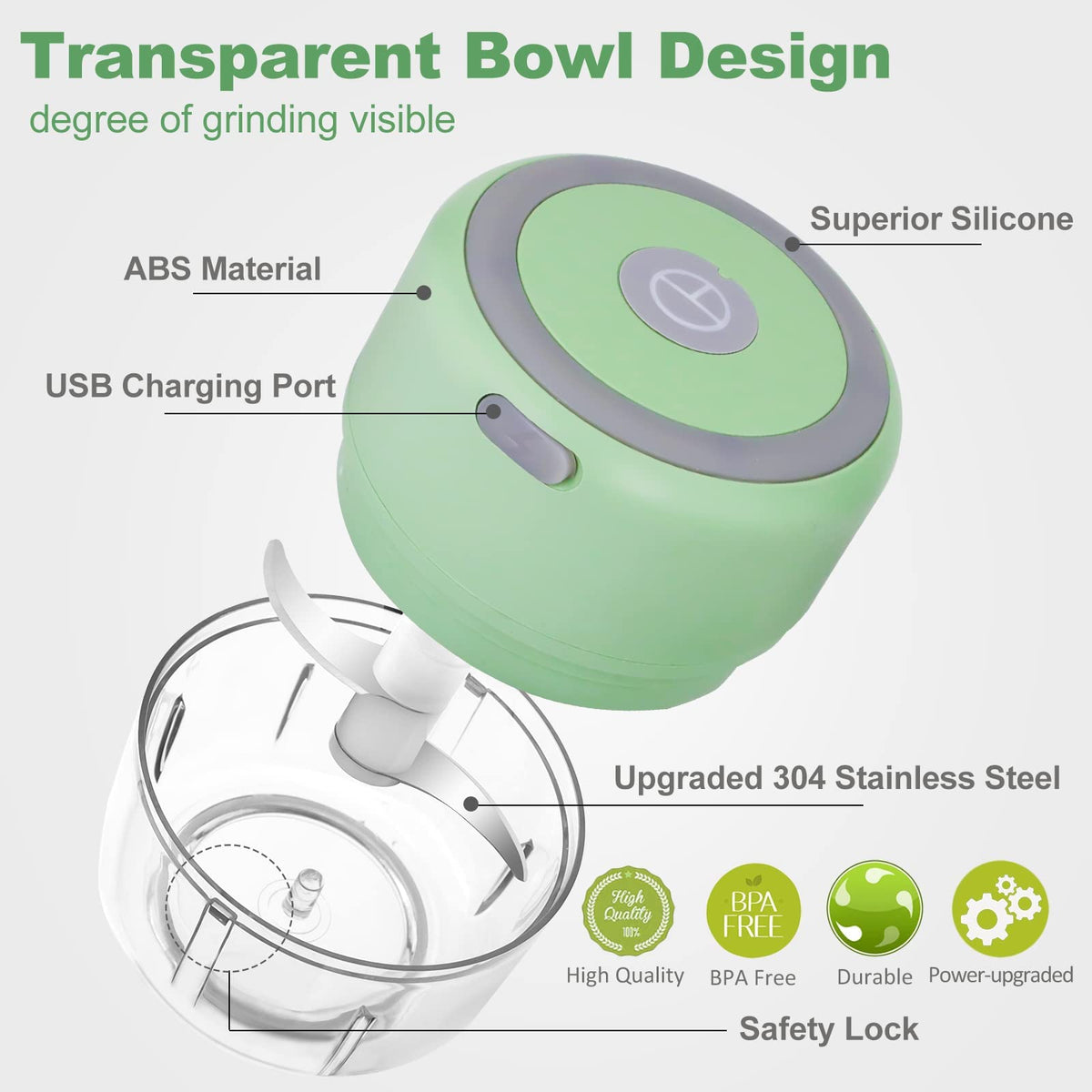 Beerfingo grinder's transparent chamber shows grinding progress for precise texture.