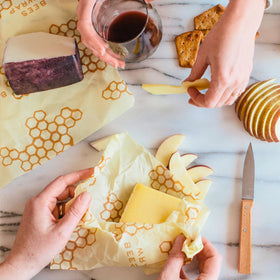 Closeup of Bee's Wrap honeycomb texture showing natural materials