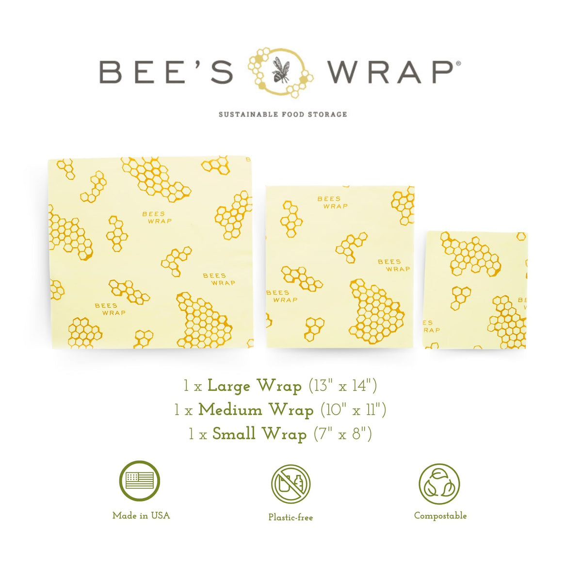 Bee's Wrap honeycomb print medium wrap ideal for sandwiches and cheese storage