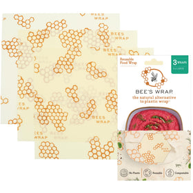 Bee's Wrap large honeycomb print bread wrap keeping bread fresh and plastic-free