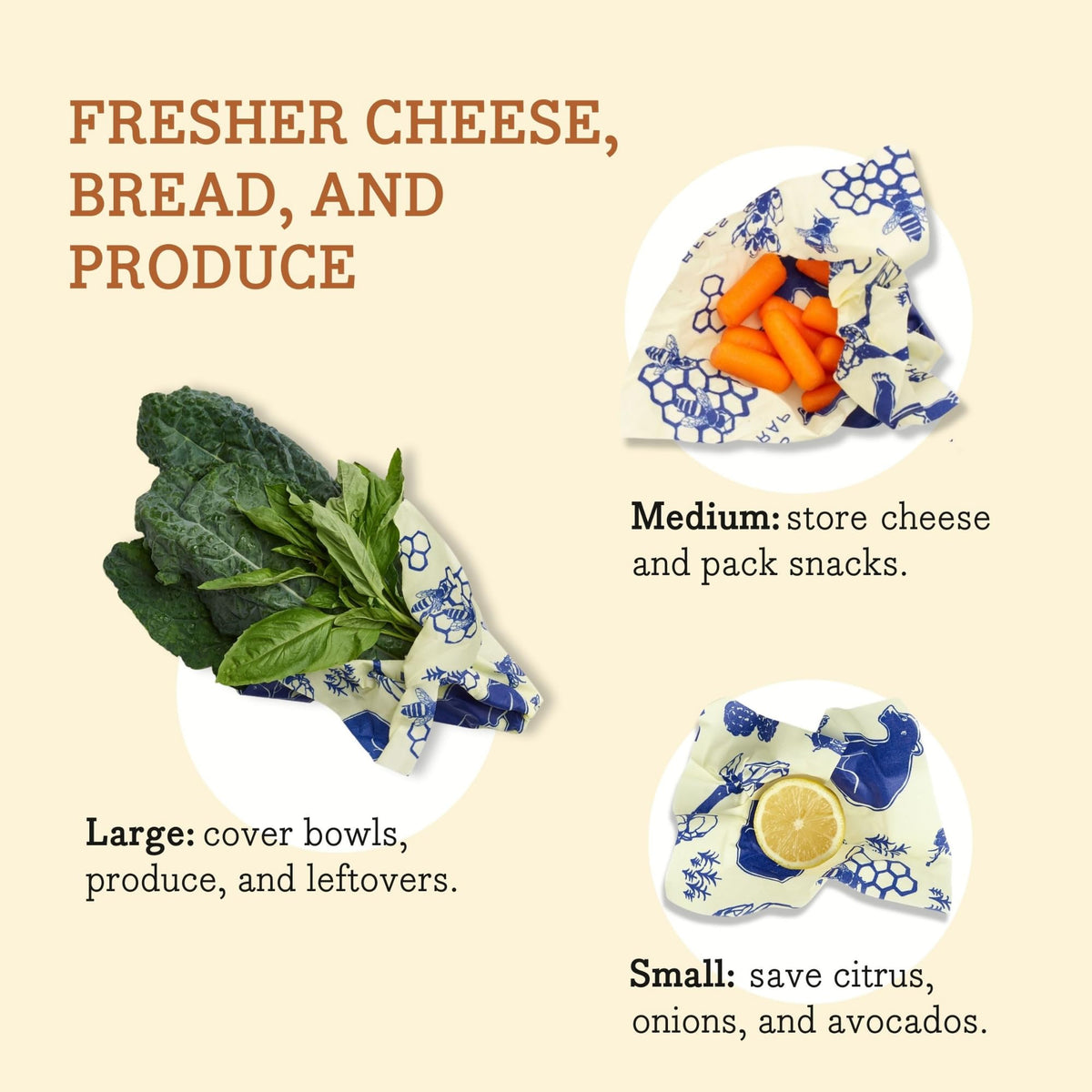 Bee's Wrap medium sandwich wrap used for cheese and lunch storage