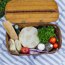 Bee's Wrap sandwich wrap demonstrating flexible, reusable lunch solution