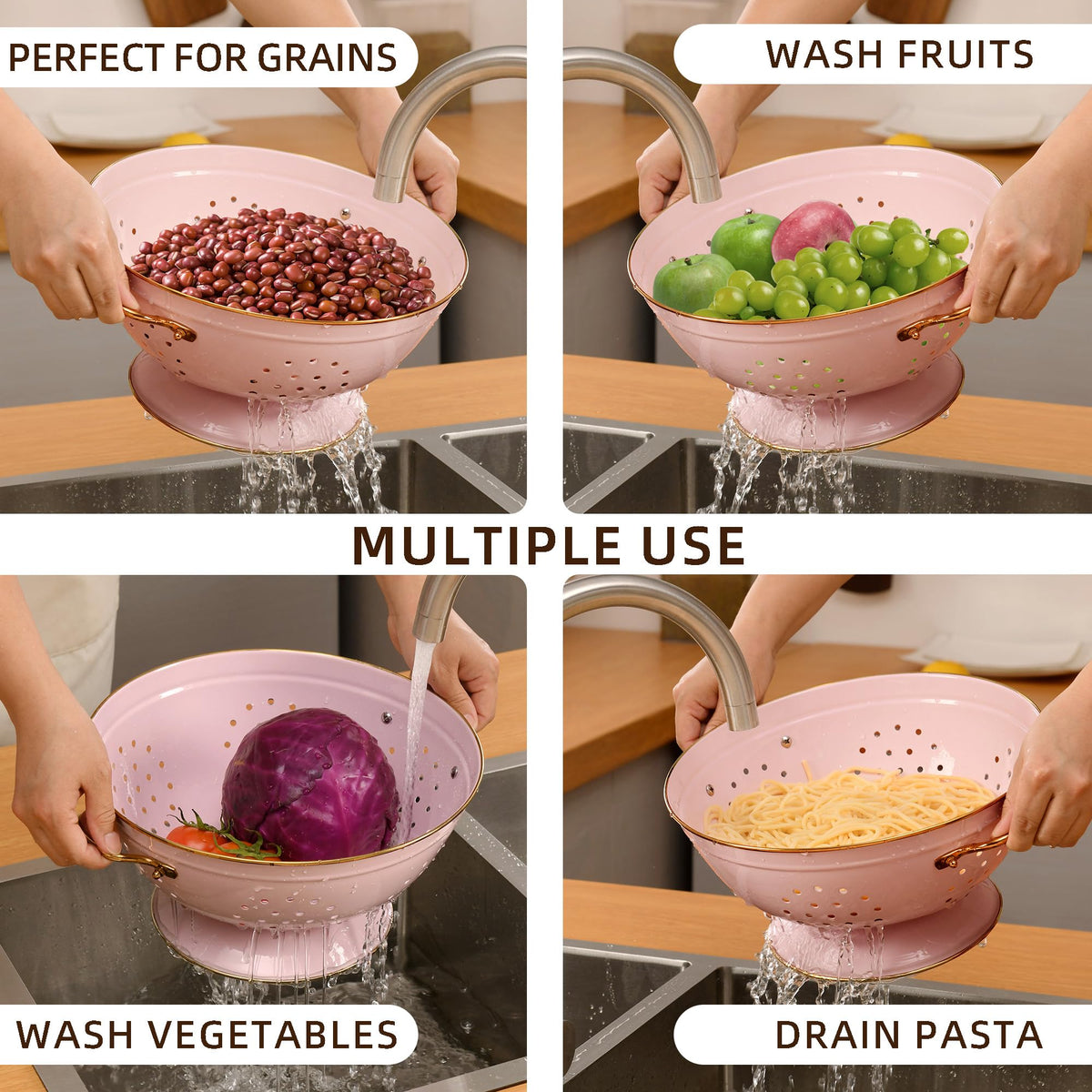 BeFare pink colander is dishwasher-safe for easy cleanup