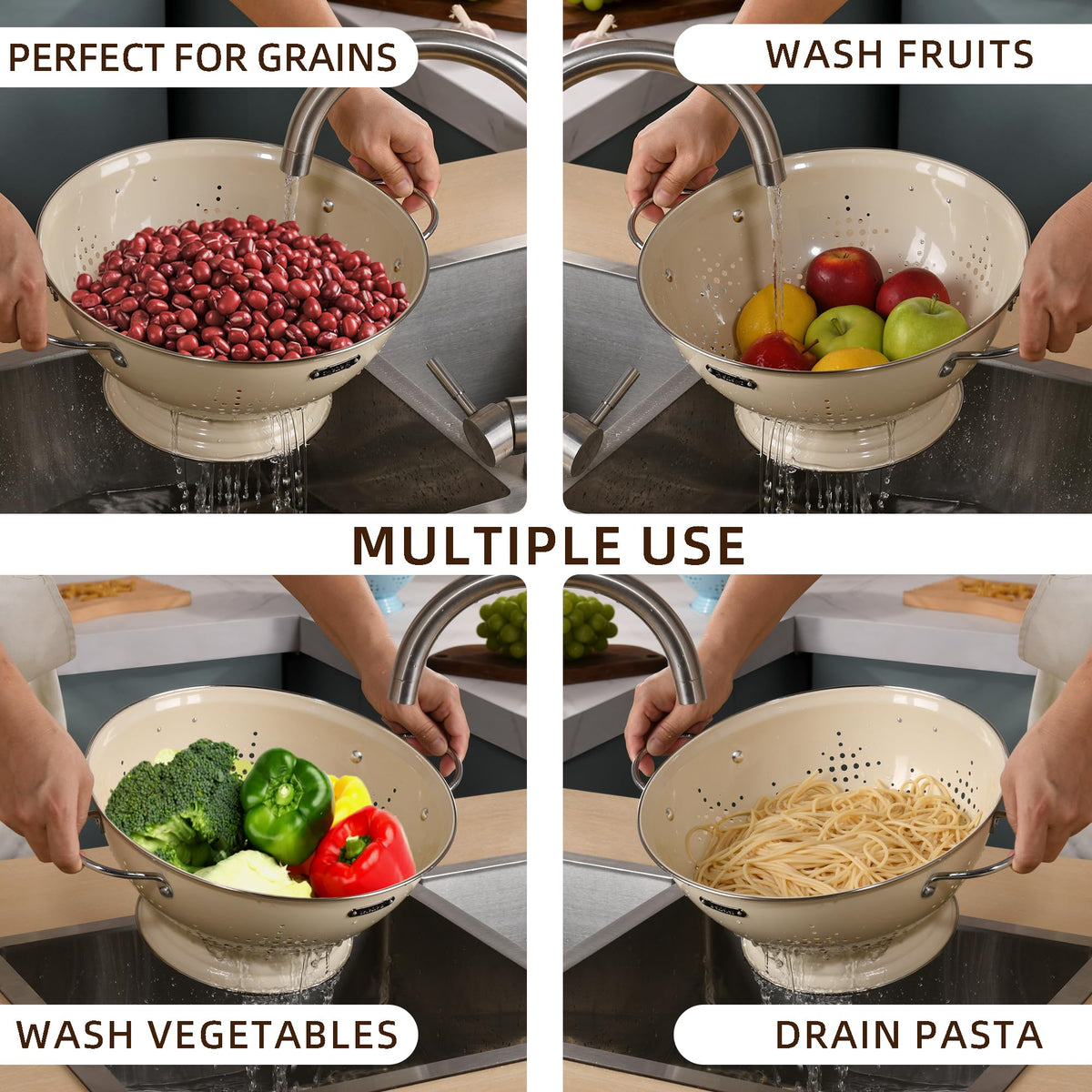 BeFare colander drain holes promote quick draining and air circulation.