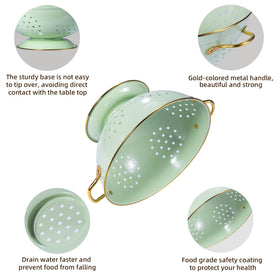 BeFare colander with ultra-wide base to prevent tipping during draining.