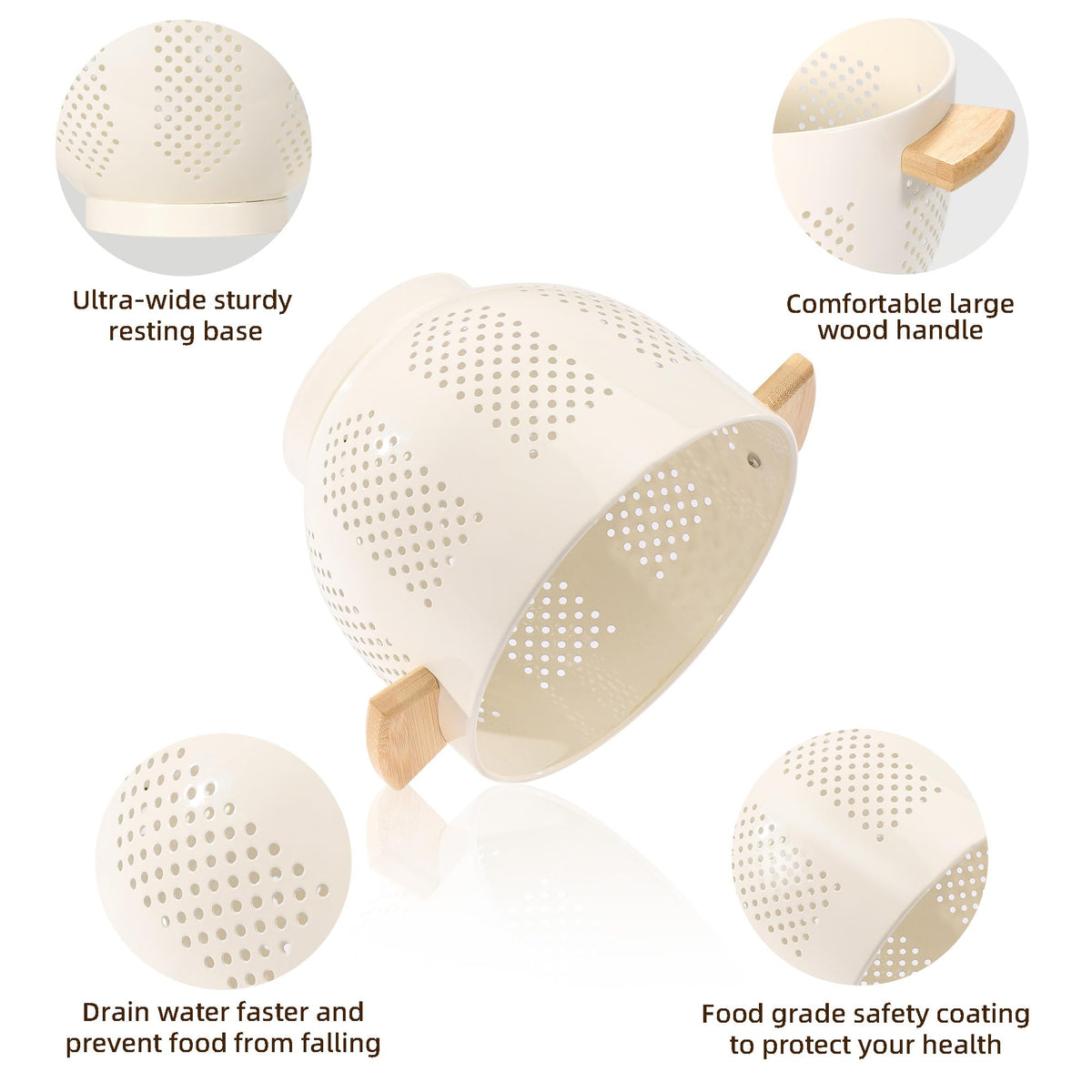 BeFare kitchen strainer with drain holes promotes quick drainage