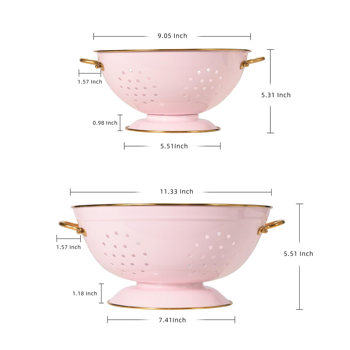 BeFare pink metal colander 5qt ideal for large batches and rinsing pasta