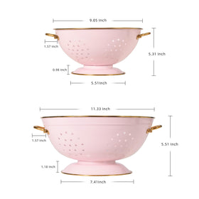 BeFare pink metal colander 5qt ideal for large batches and rinsing pasta
