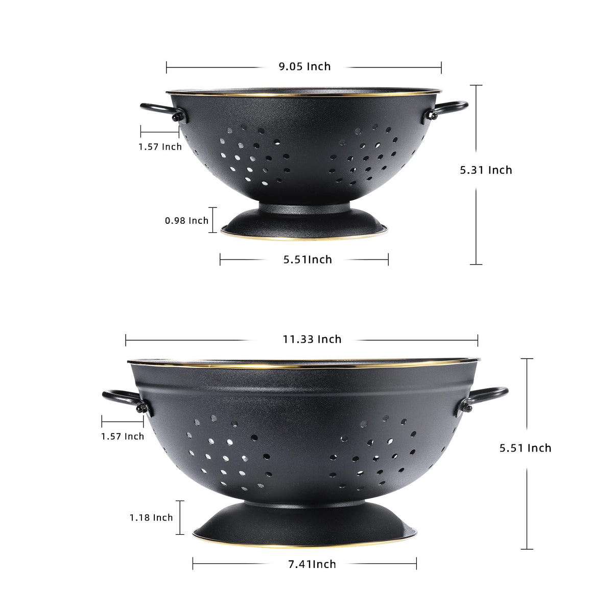 BeFare metal colander 5qt in matte black for larger batches