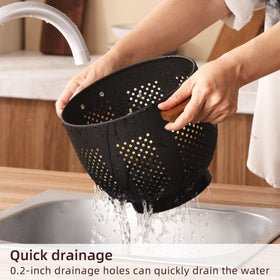 BeFare wooden easy grip handles stay cool during draining.
