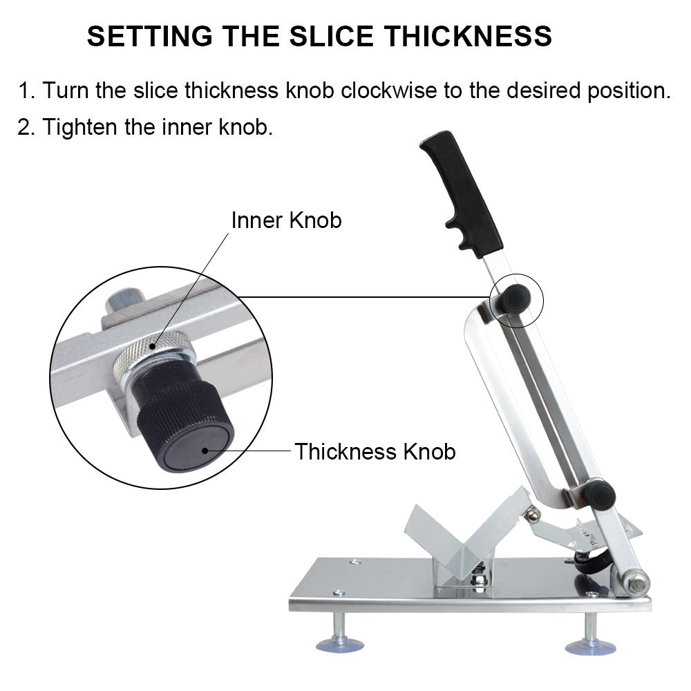 Befen thickness adjustment knob enables precise 0.2–20 mm slices.