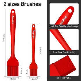 Begonia long-handle red silicone brush for grilling and basting.