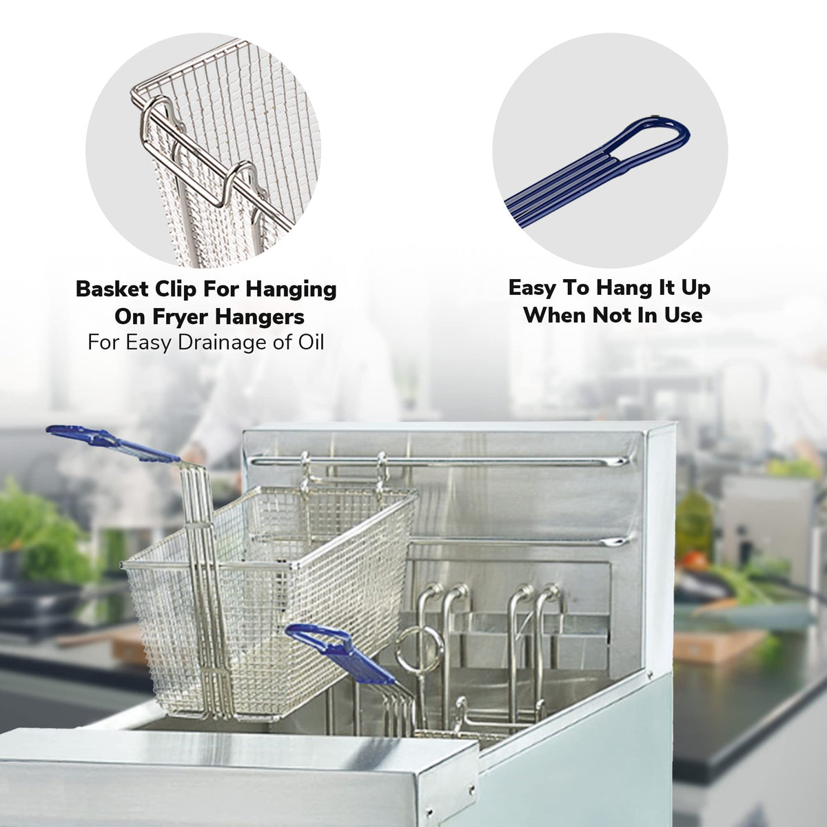 Bei Cheng rust-resistant fryer baskets simplify cleanup after busy service periods.