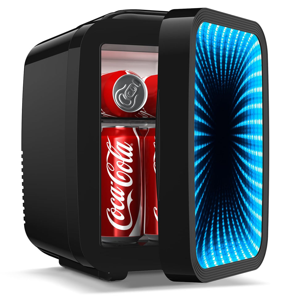 BEICHEN Mini Fridge front view with 6-color LED enhances gaming ambience