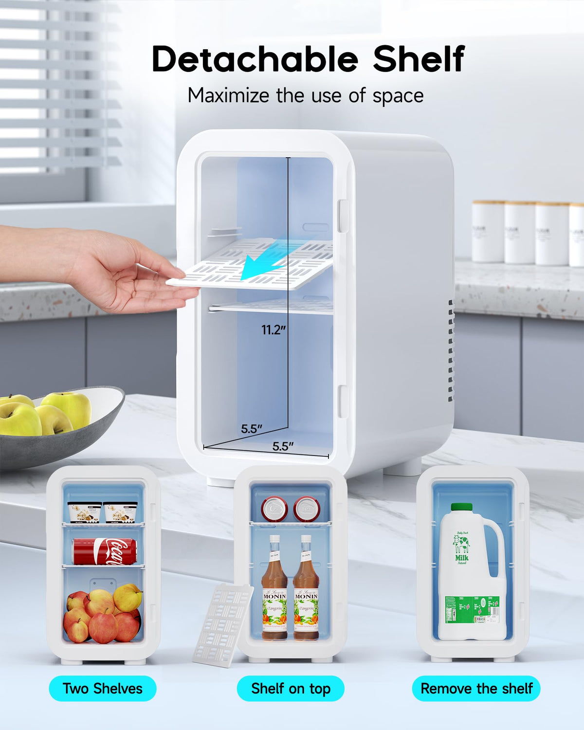 BEICHEN compact fridge holds 4x20oz bottles, handy for skincare or beverages.