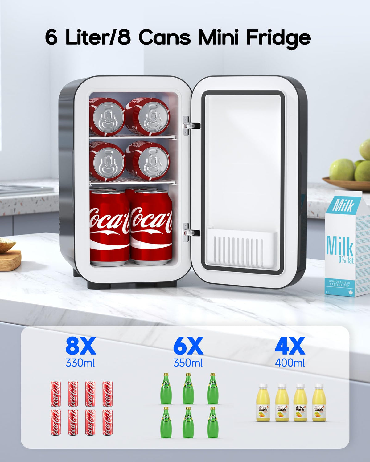 BEICHEN 6L interior shows adjustable compartments for skincare and beverages.