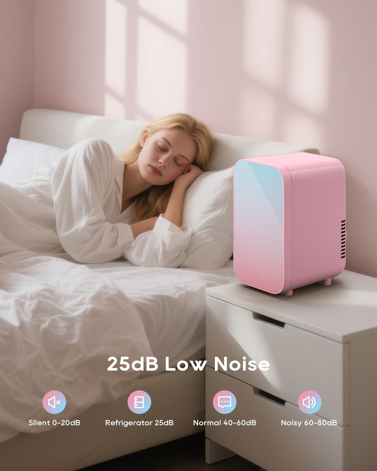 BEICHEN compact fridge fits bedroom, office, or dorm with energy-efficient performance.