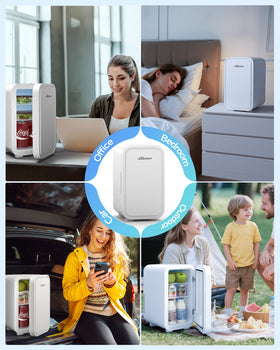 BEICHEN compact fridge fits desks, nightstands, cars, or small apartments.