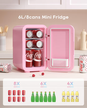 BEICHEN pink mini fridge with dual power, suitable for home and car use.