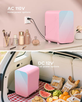 BEICHEN mini fridge operates quietly while storing cosmetics and snacks overnight.