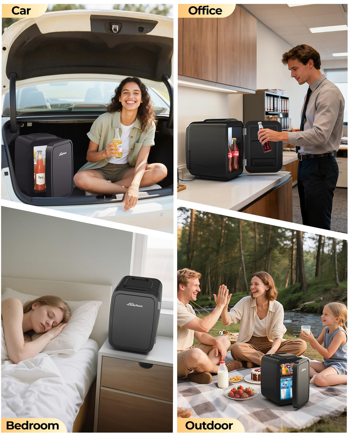 BEICHEN mini fridge removable shelf supports skincare and snacks