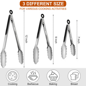 Beieverluck 7-inch tongs close-up with non-slip grip