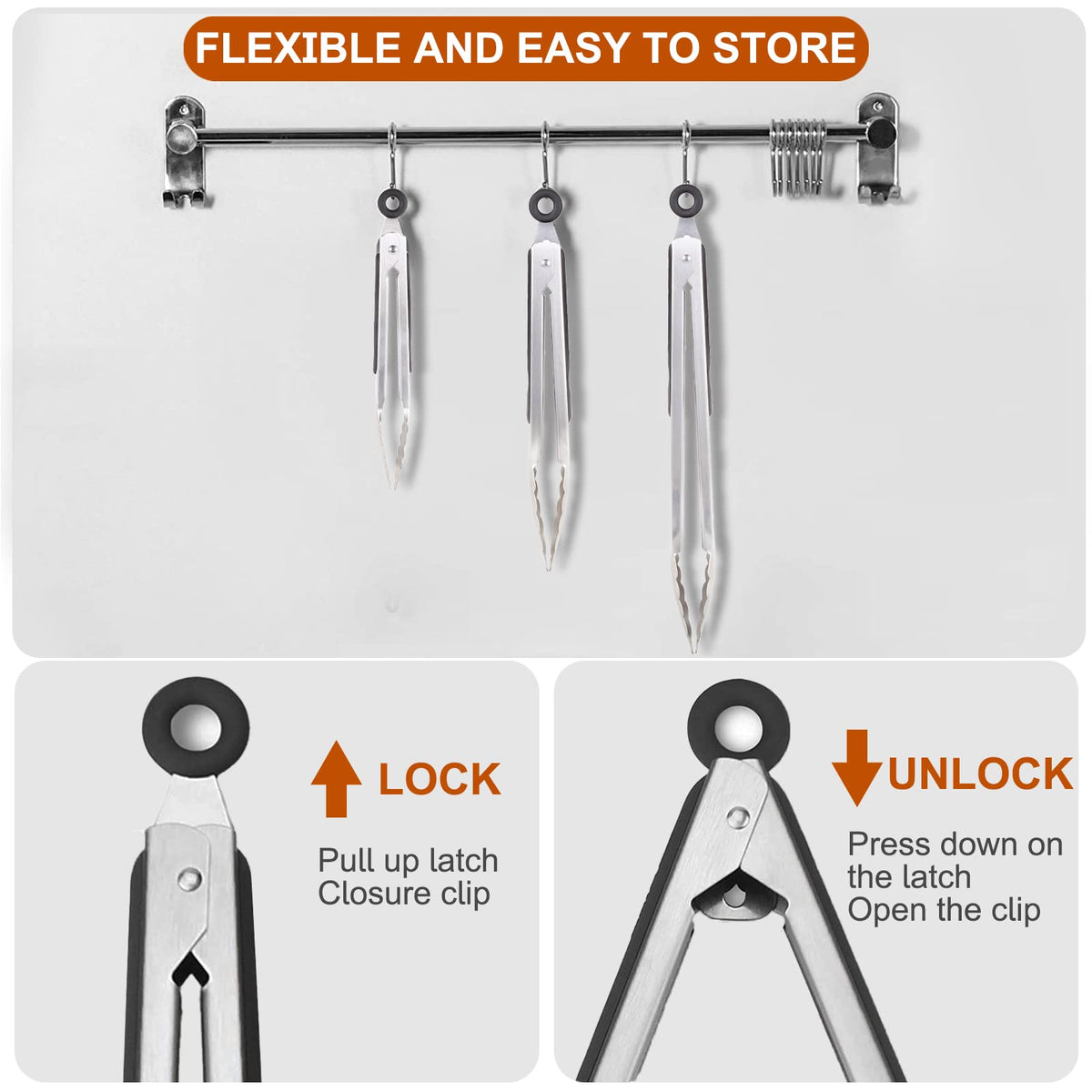 Beieverluck 9-inch tongs with ergonomic, heat-resistant handle