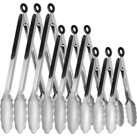 Beieverluck 9-piece stainless steel tongs set for versatile cooking