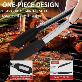 Beieverluck 12-inch silicone tongs extend reach for grilling and serving from a distance