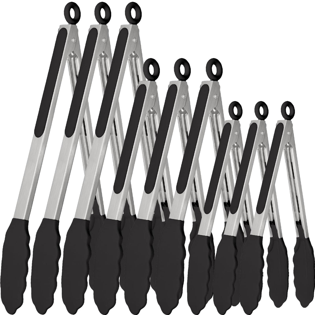 Beieverluck 7-inch silicone tongs with heat-resistant tips for delicate tossing