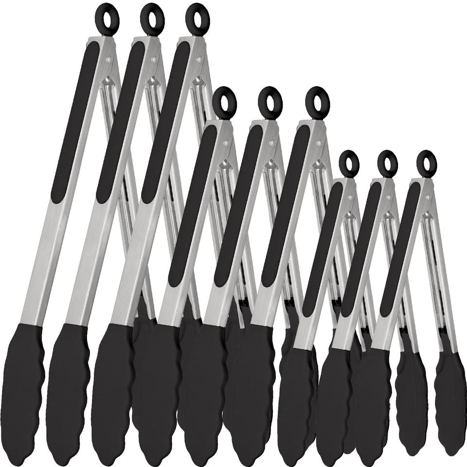 Beieverluck 7-inch silicone tongs with heat-resistant tips for delicate tossing