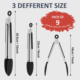 Beieverluck 9-inch silicone tongs offering versatile grip for flipping meats and veggies