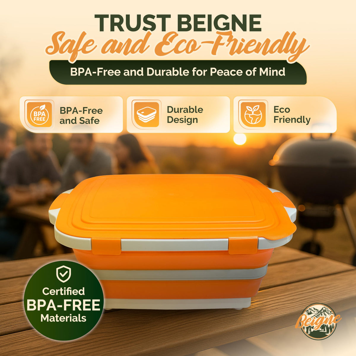 Beigne XL portable tub with ergonomic handles for easy transport.