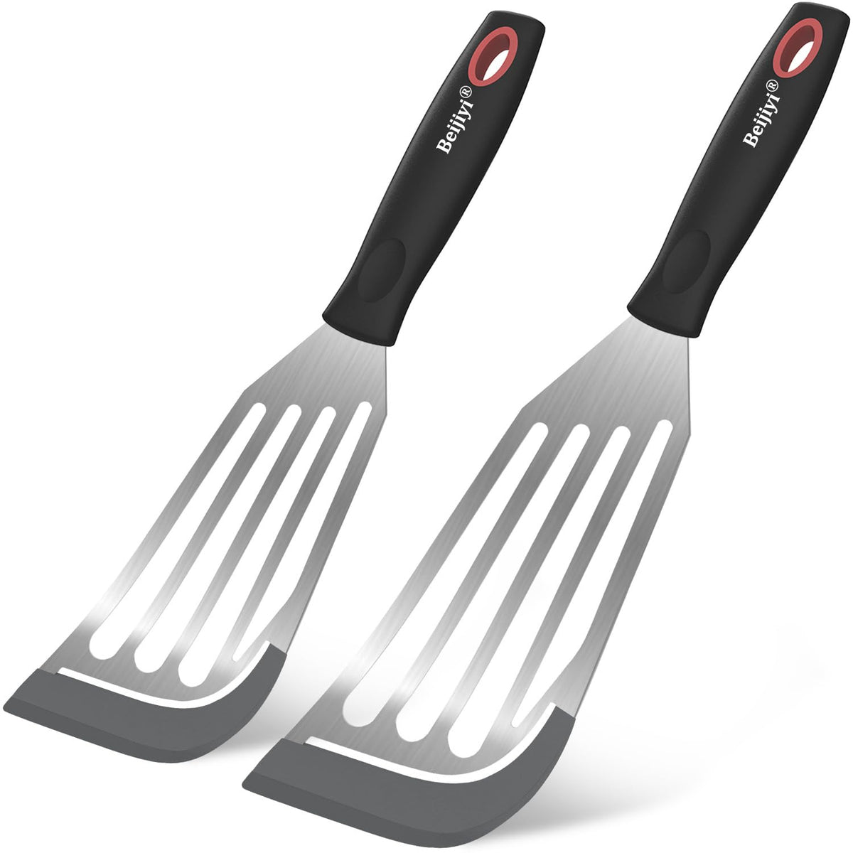 Beijiyi heat-resistant silicone fish spatula 12-3 inch edge for gentle flipping on nonstick pans.