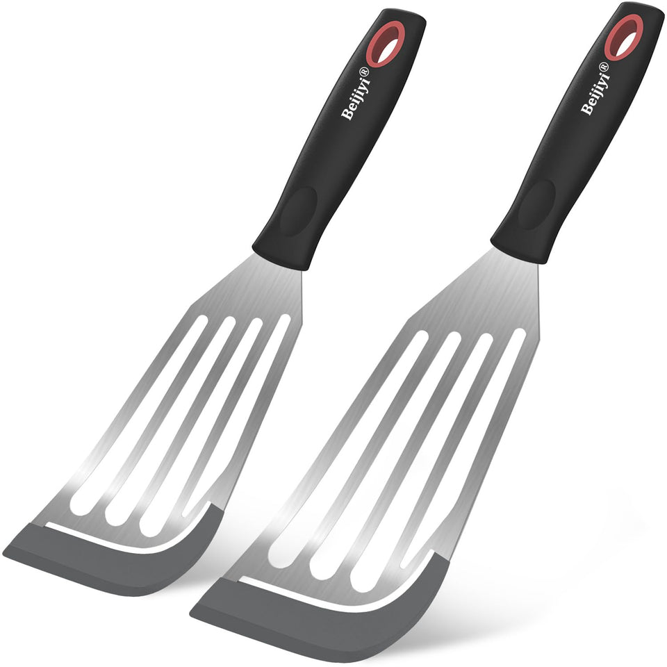 Beijiyi heat-resistant silicone fish spatula 12-3 inch edge for gentle flipping on nonstick pans.