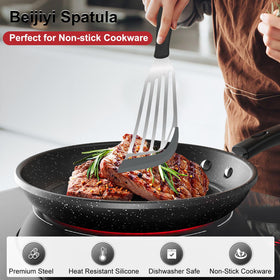 Beijiyi nonstick-friendly spatula with durable handle reduces heat transfer during use.