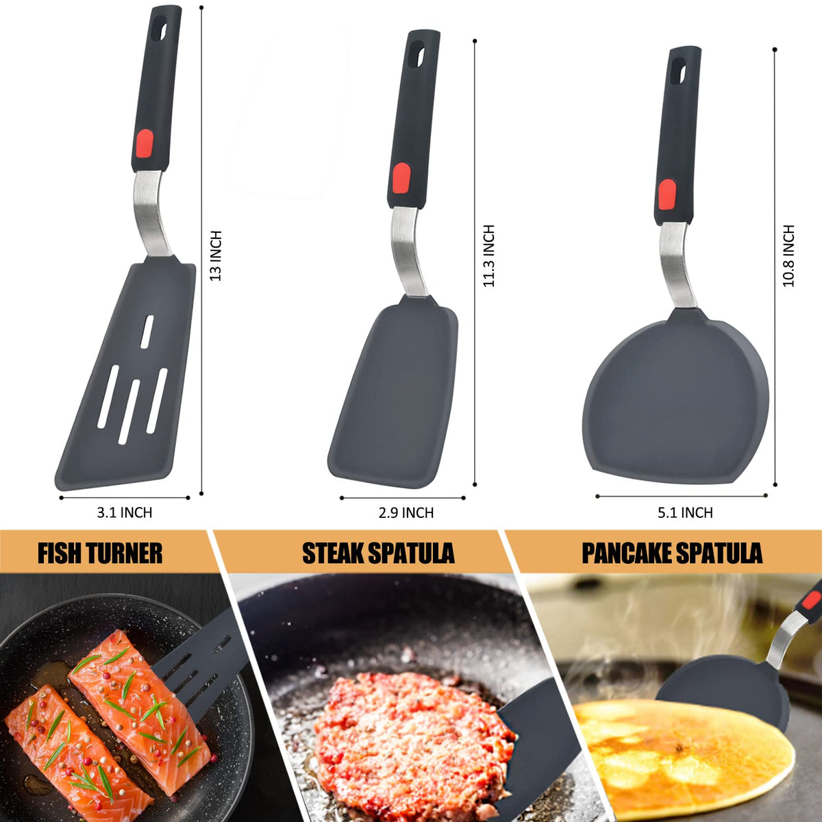 Beijiyi spatula easy-clean design, dishwasher-safe and hangs for storage