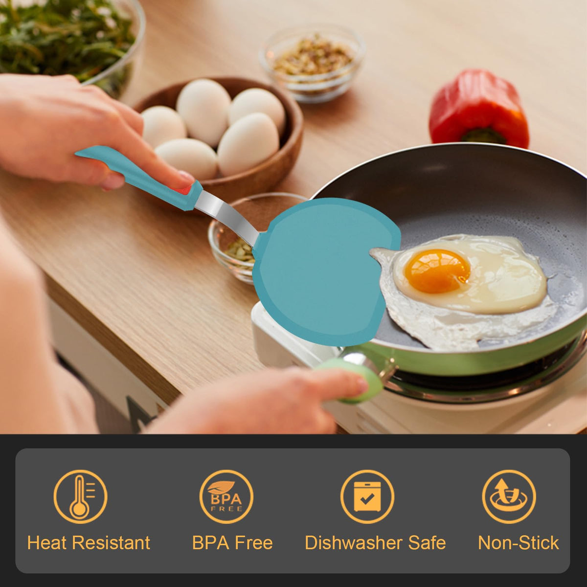 Beijiyi spatula handle with stainless core stays cool and comfy