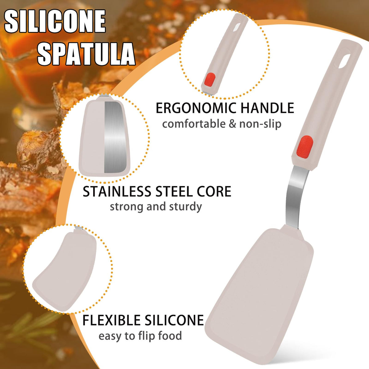 Beijiyi silicone spatula set 3 ergonomic handle for comfortable grip.