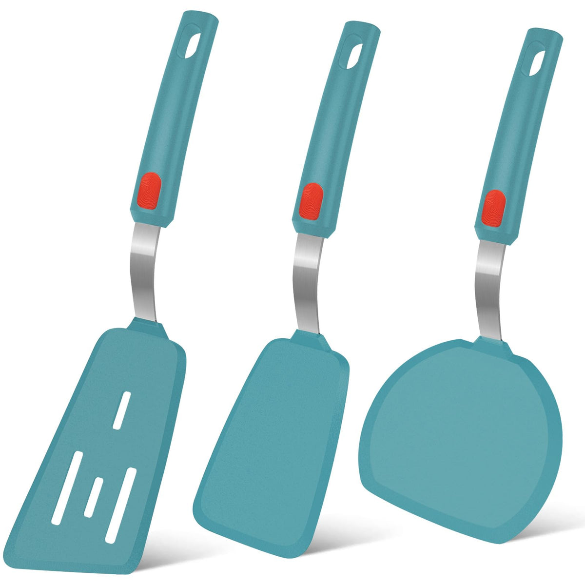 Beijiyi silicone spatula set blue pack protects nonstick pans while flipping eggs