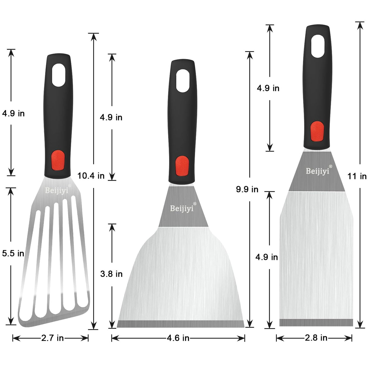 Beijiyi spatula features top hanging hole for tidy storage.