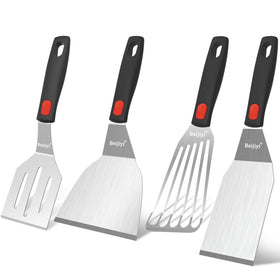 Beijiyi stainless steel spatula blade close-up for sturdy flipping.