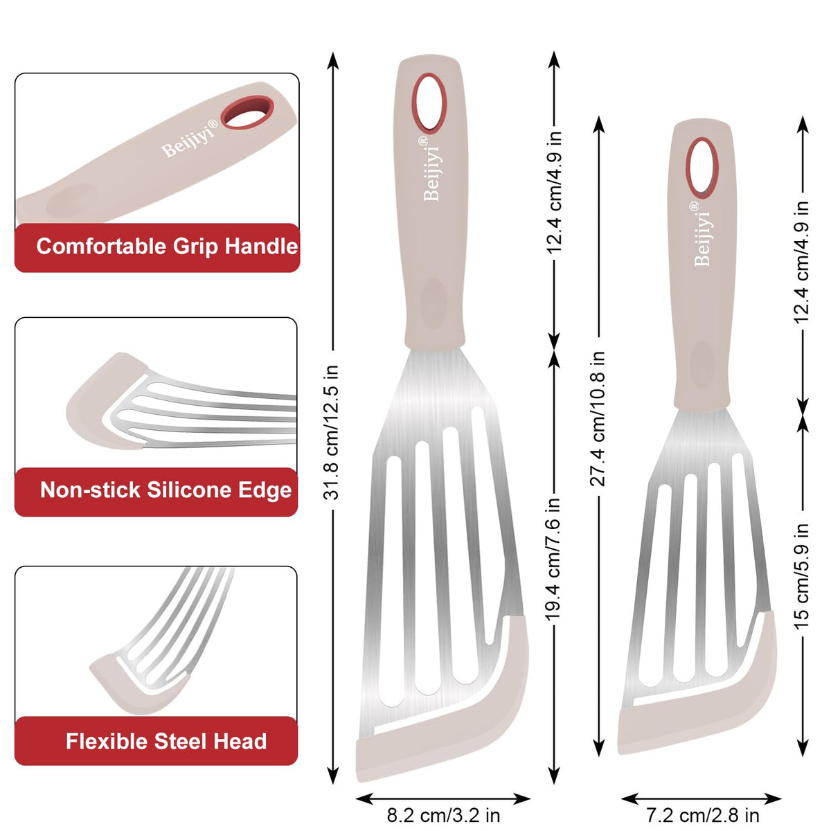 Beijiyi two-piece silicone fish spatula set, versatile for frying