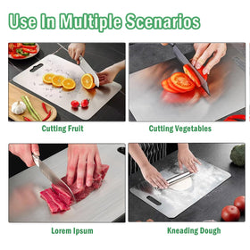 Beikity titanium cutting board back side for meat, double-sided convenience.