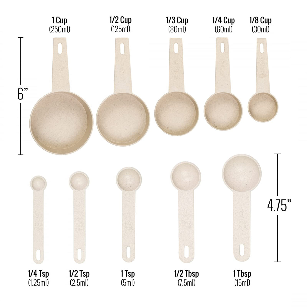 Beille one-half cup measuring cup demonstrates durable, dishwasher-safe design