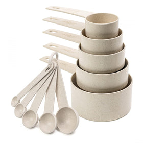 Beille cream wheat straw measuring set front view highlighting stackable design