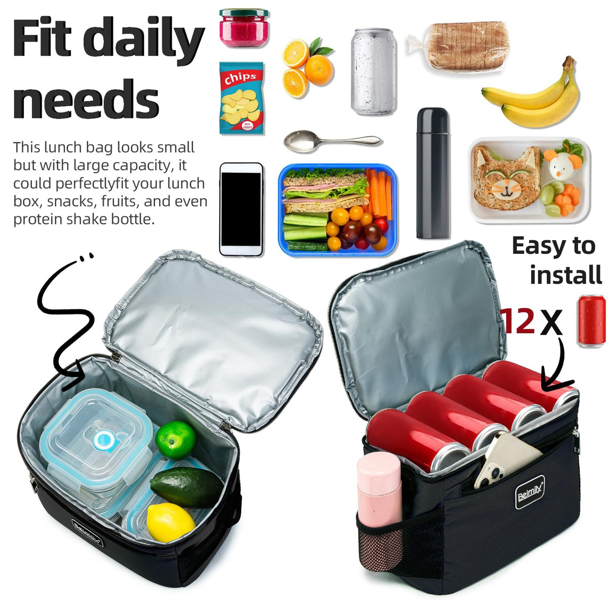 BEIMILY leak-proof soft cooler tote protects contents during transit