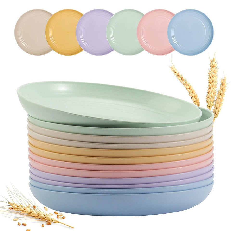 BEIUTAO 9-inch green wheat straw plate, durable for everyday meals.